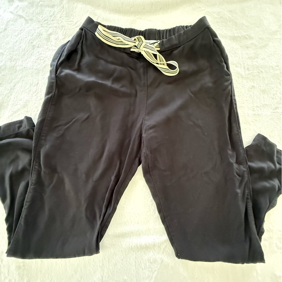 Mango Black Jogger Pants ankle length with Striped Drawstring size xs - Picture 1 of 6